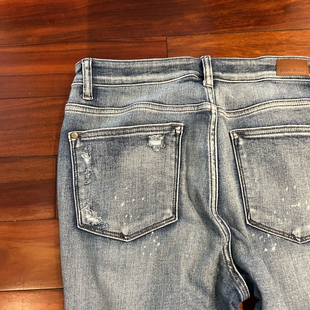 Judy Blue Distressed Skinny Jeans High Rise Stretch Frayed Hem-Women’s - Picture 6 of 11